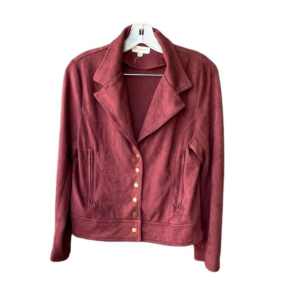 Promesa size M faux suede snap Front burgundy jackets - Picture 1 of 9